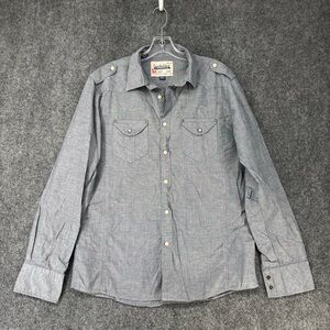 Superbadshirt Blue Button Oolong Sleeve Shirt Men’s XL Y2K Grunge Western